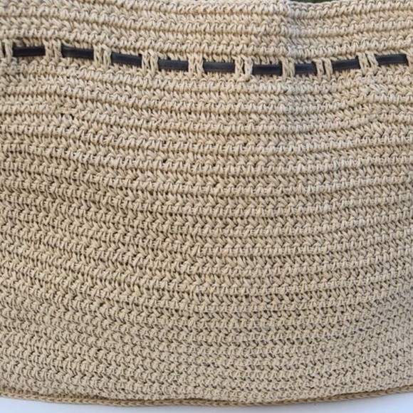 Eddie Bauer Woven Straw and Leather Tote - Picture 6 of 16